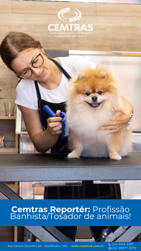 Cemtras Repórter: Profissão Banhista/Tosador de Animais. Os tosadores têm um papel essencial no cuidado dos pets, mas enfrentam riscos que exigem atenção.