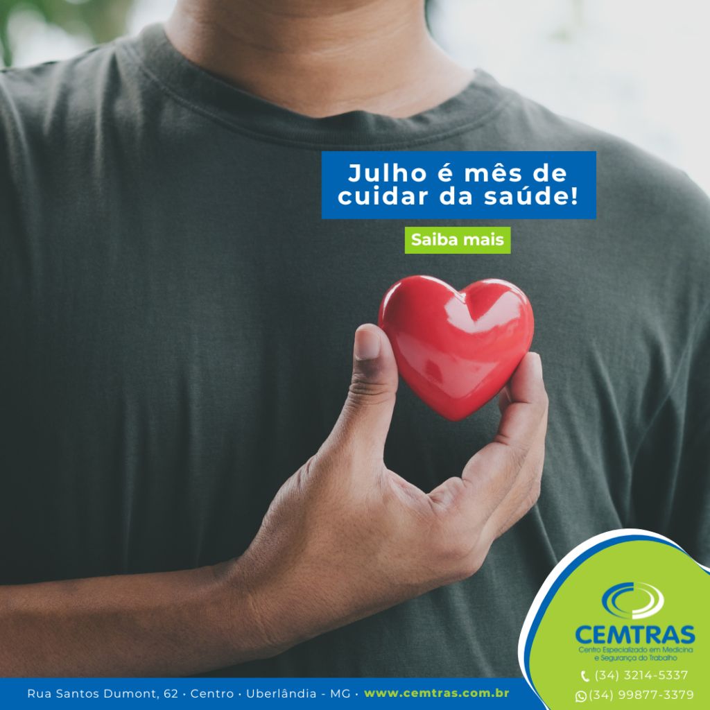 Julho é mês de cuidar da saúde! O mês de julho traz importantes campanhas de conscientização que reforçam a importância da prevenção e da promoção da saúde.